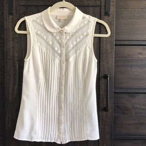 Modcloth Sleeveless Eyelet Blouse Button Down XS